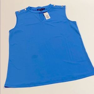 Adrienne Vittadini Medium Blue Sleeveless Top